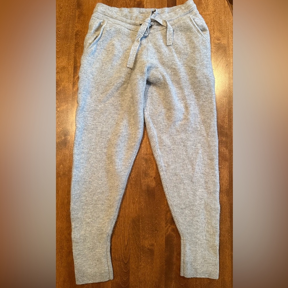 Zella Knit Wool Cashmere Pocket Jogger Drawstring Heather Gray-Size Medium